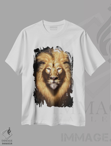 تیشرت طرح دار پرتره سر شیر، مدیوم اثر آدریان ویریو | فروشگاه ایماژ