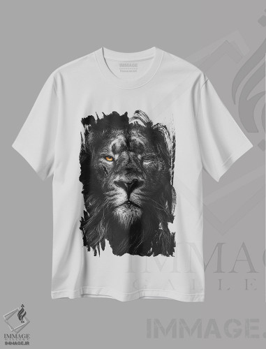تیشرت طرح دار شیر جنگجو، سیاه وسفید، عکاسی سیاه و سفید اثر آدریان ویریو | فروشگاه ایماژ