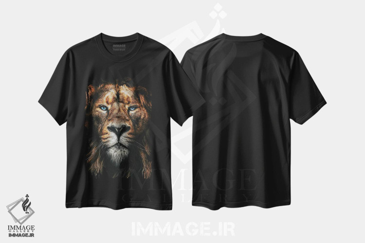 تیشرت طرح دار Blue Eyes,صورت شیر نر آفریقایی با چشم های آبی، مدیوم اثر آدریان ویریو | immage.ir