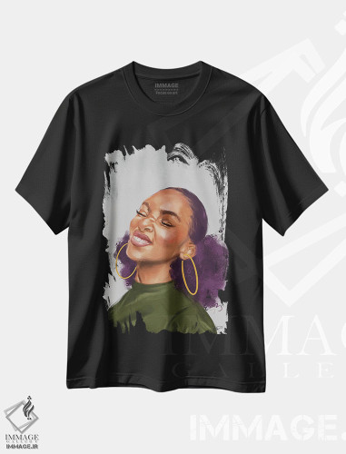 تیشرت طرح دار رضایت، هنر آمریکایی آفریقایی تبار اثر آماندا وایت هرست | فروشگاه ایماژ