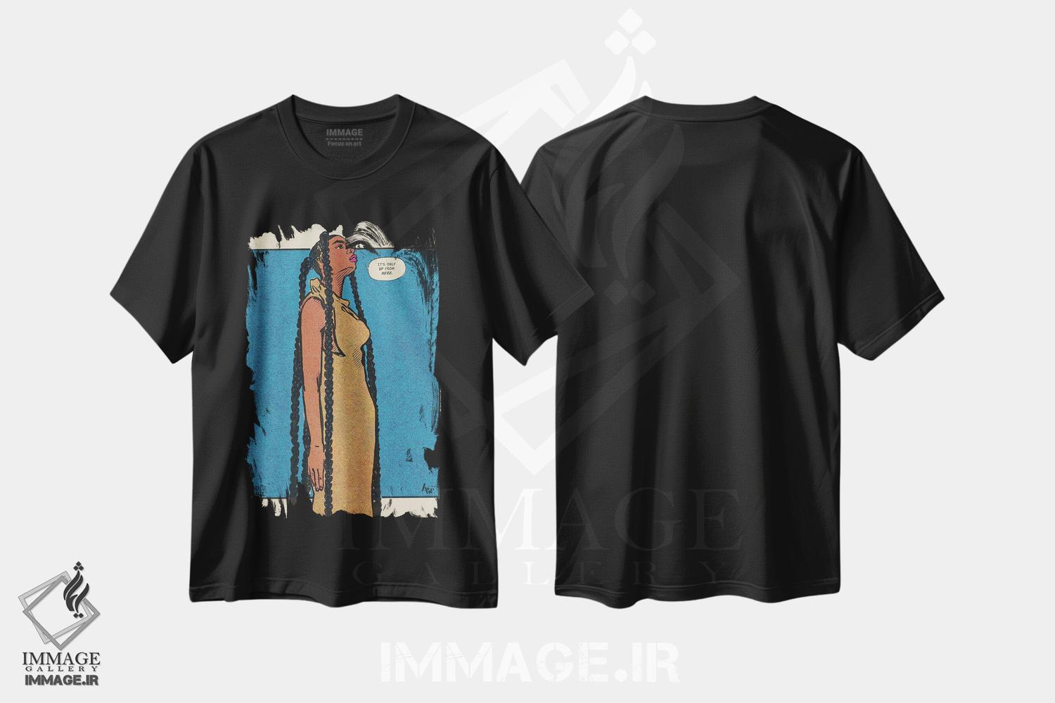 تیشرت طرح دار بالا از اینجا، هنر دیجیتال اثر آماندا وایت هرست | فروشگاه ایماژ