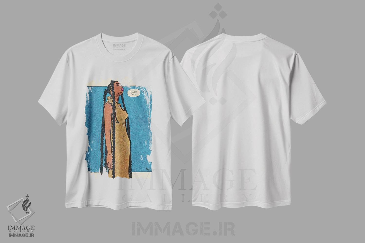 تیشرت طرح دار بالا از اینجا، هنر دیجیتال اثر آماندا وایت هرست | immage.ir
