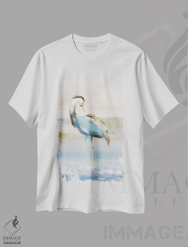 تیشرت طرح دار حواصیل در ساحل I، تزئینی اثر ایمی ویلسون | فروشگاه ایماژ