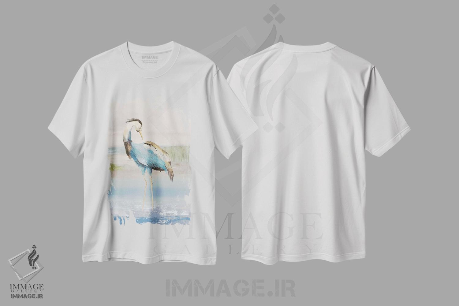 تیشرت طرح دار حواصیل در ساحل I، تزئینی اثر ایمی ویلسون | فروشگاه ایماژ