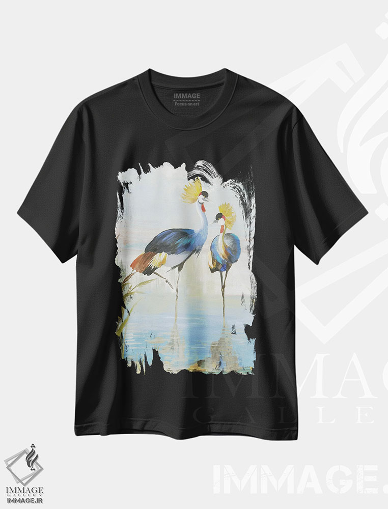 تیشرت طرح دار جفت گیری حواصیل ها، تزئینی اثر ایمی ویلسون | فروشگاه ایماژ