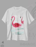 تیشرت طرح دار فلامینگوهای ساحلی، تزئینی اثر ایمی ویلسون | فروشگاه ایماژ