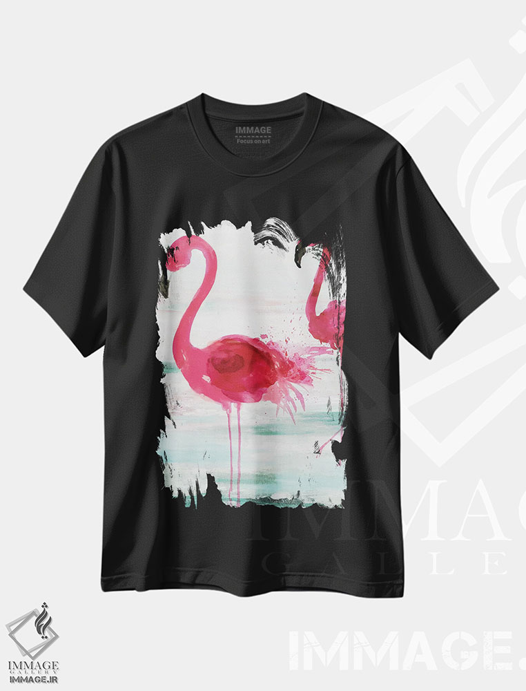 تیشرت طرح دار فلامینگوهای ساحلی، تزئینی اثر ایمی ویلسون | immage.ir