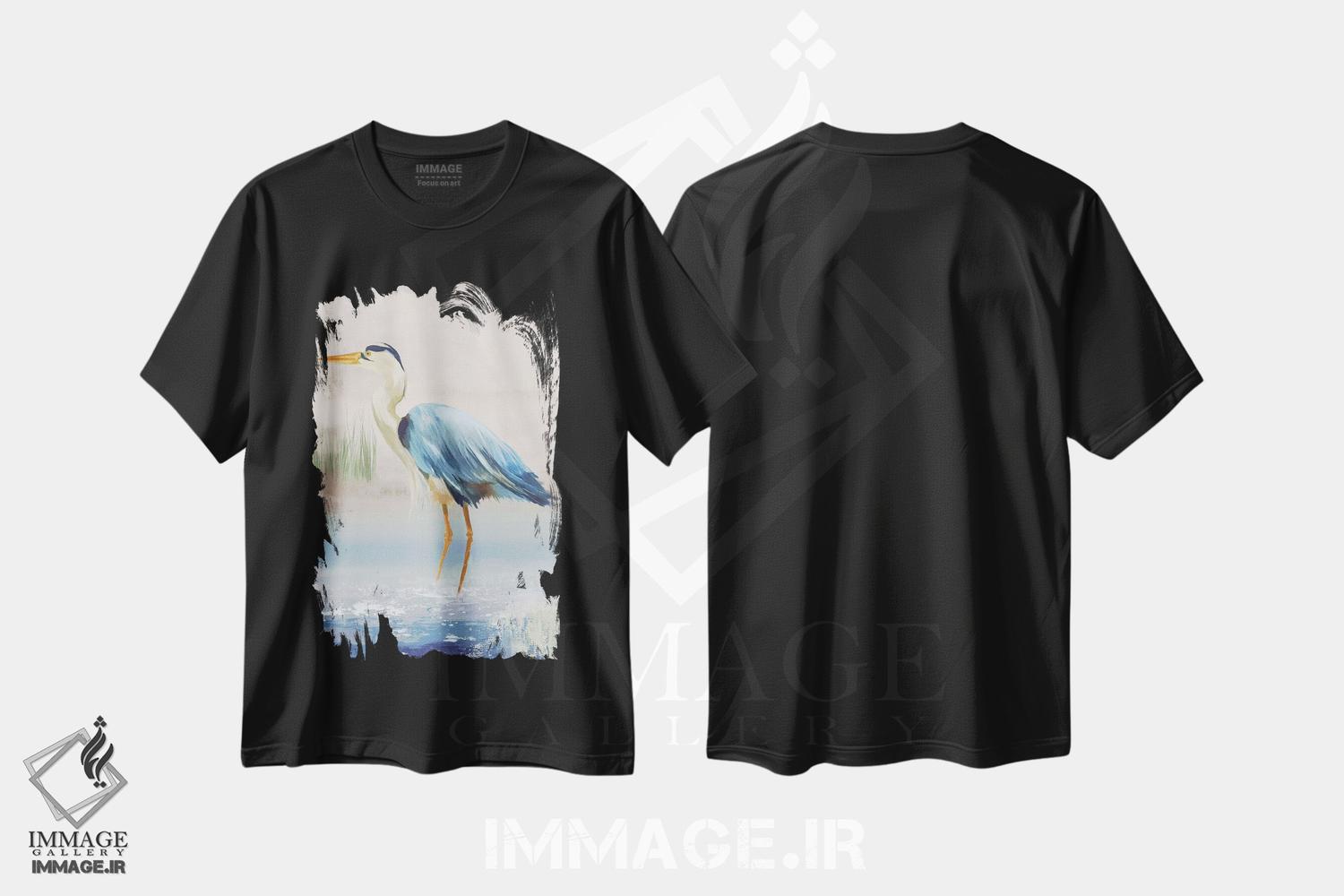 تیشرت طرح دار حواصیل در ساحل II، تزئینی اثر ایمی ویلسون | فروشگاه ایماژ