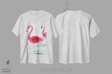 تیشرت طرح دار فلامینگوهای ساحلی، تزئینی اثر ایمی ویلسون | فروشگاه ایماژ