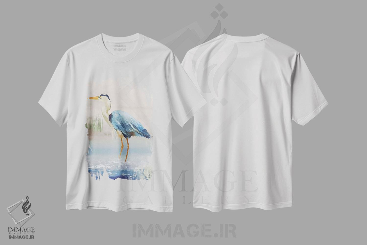 تیشرت طرح دار حواصیل در ساحل II، تزئینی اثر ایمی ویلسون | immage.ir