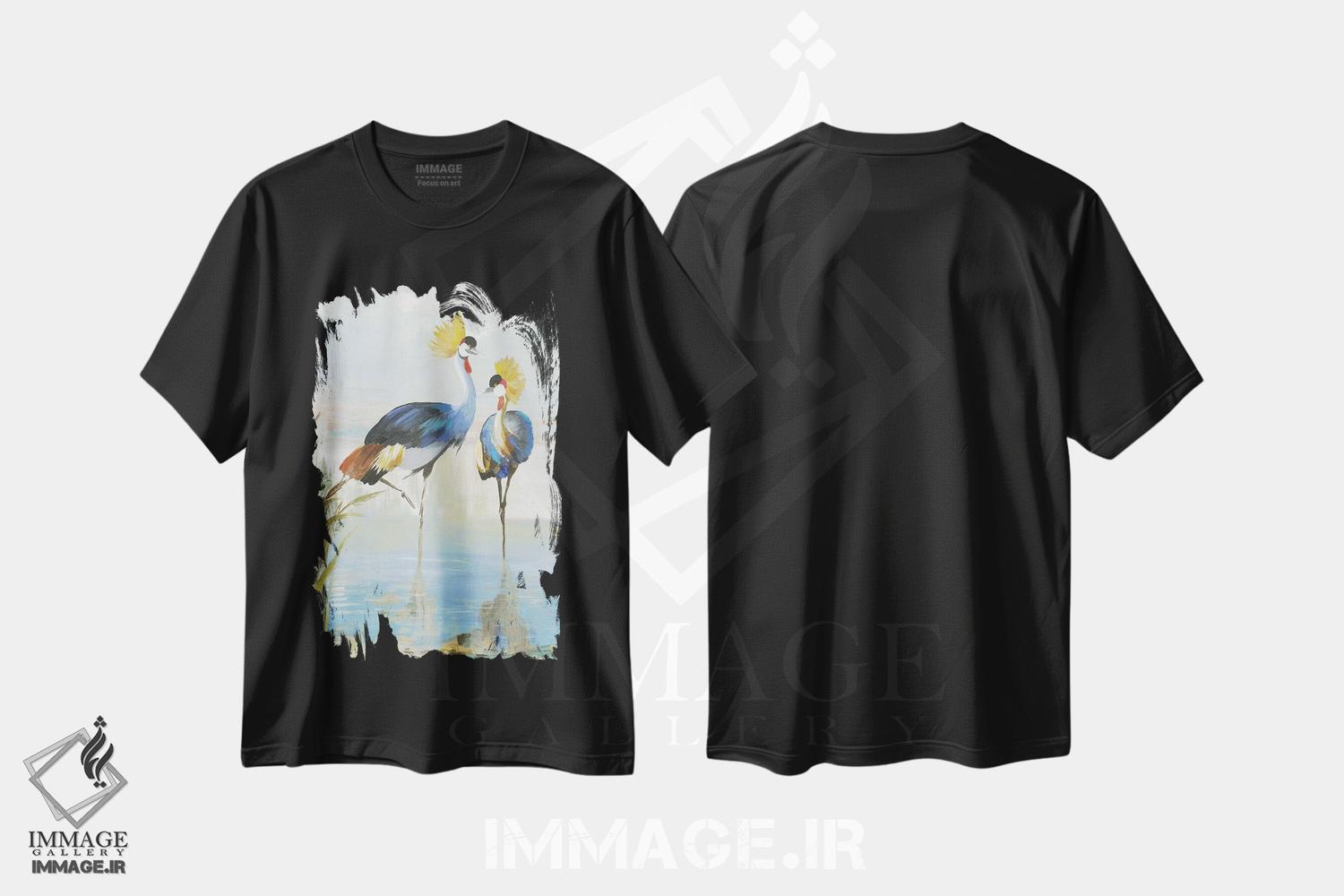 تیشرت طرح دار جفت گیری حواصیل ها، تزئینی اثر ایمی ویلسون | فروشگاه ایماژ