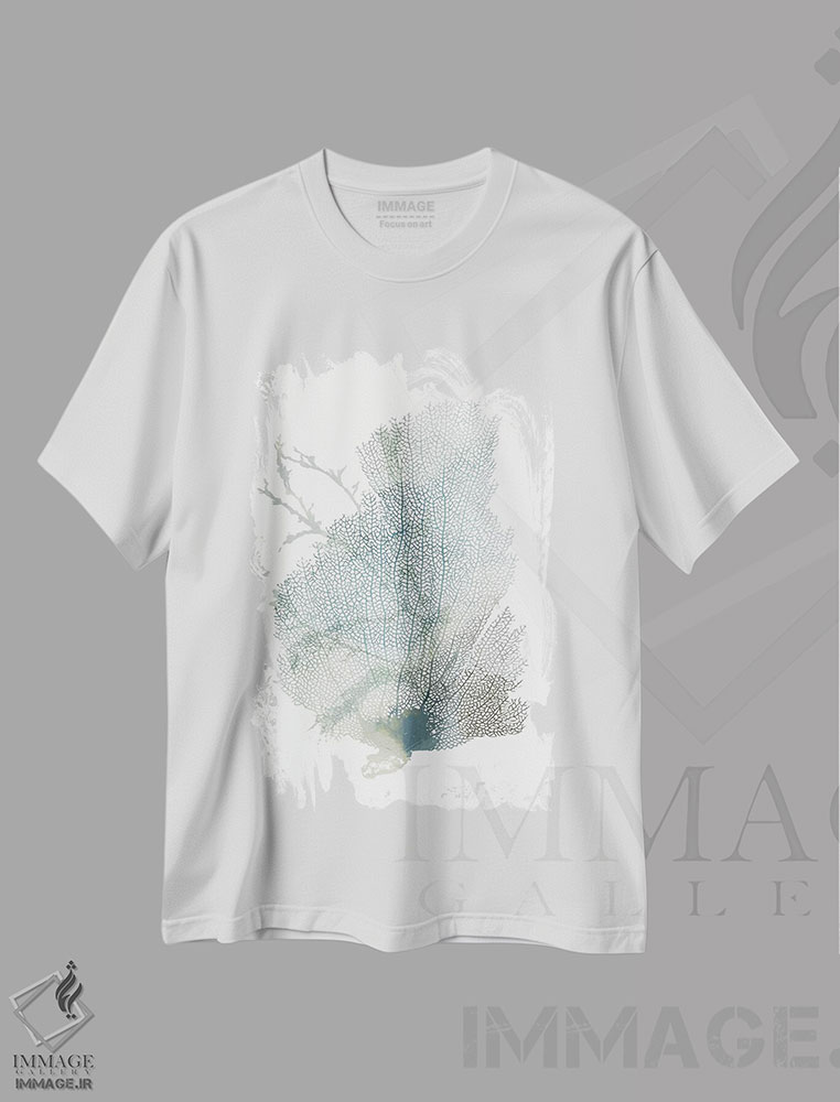 تیشرت طرح دار مرجان لطیف سبزآبی II، تزئینی اثر ایمی ویلسون | فروشگاه ایماژ