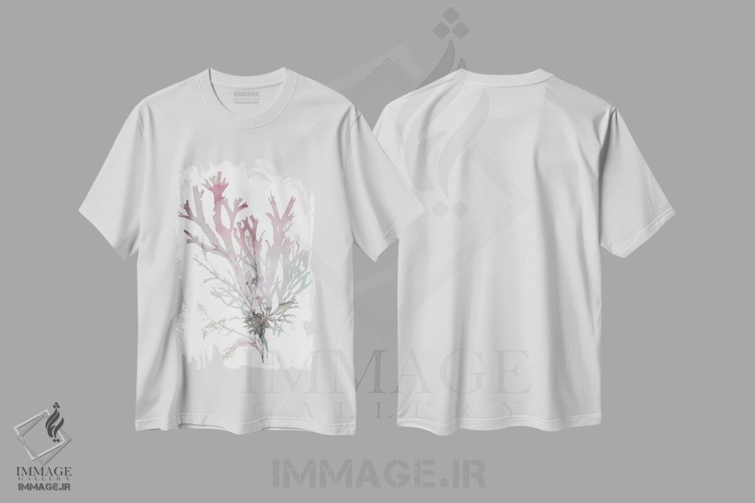 تیشرت طرح دار مرجان صورتی، تزئینی اثر ایمی ویلسون | immage.ir