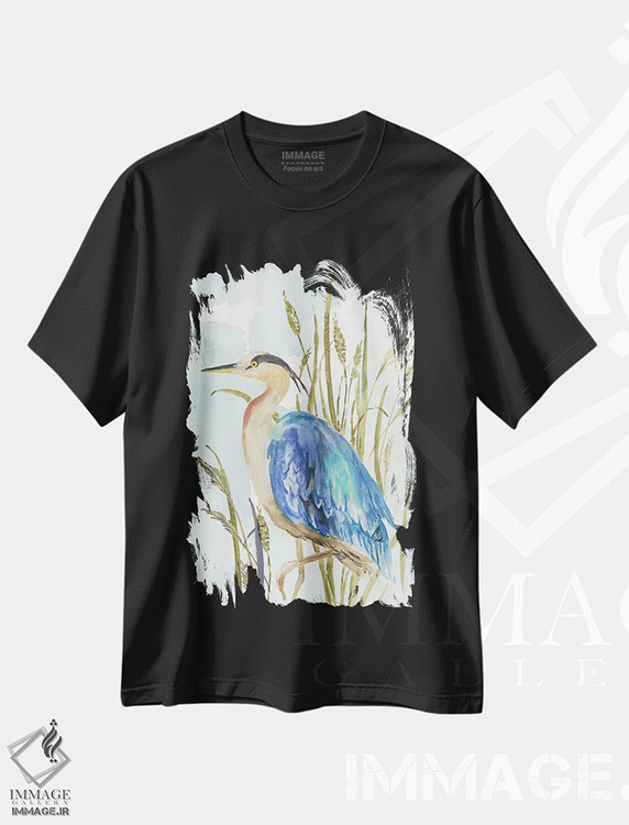 تیشرت طرح دار حواصیل آبی کوچک، مدیوم اثر ایمی ویلسون | فروشگاه ایماژ