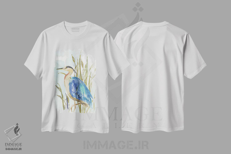 تیشرت طرح دار حواصیل آبی کوچک، مدیوم اثر ایمی ویلسون | immage.ir