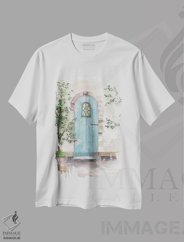 تیشرت طرح دار در طاقی با درخت زیتون، دکور معاصر اثر ایمی ویلسون | فروشگاه ایماژ