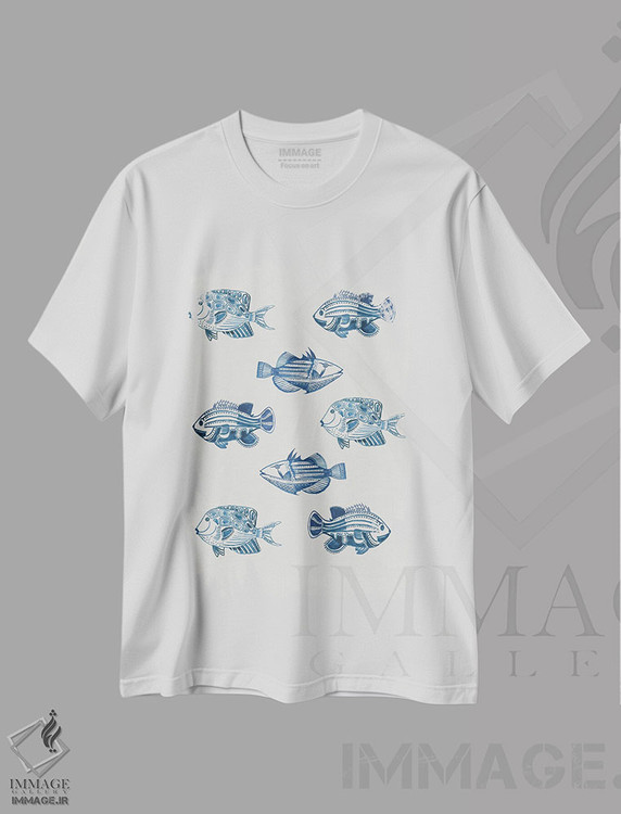تیشرت طرح دار ماهی های نیلی، دکور معاصر اثر ایمی ویلسون | immage.ir