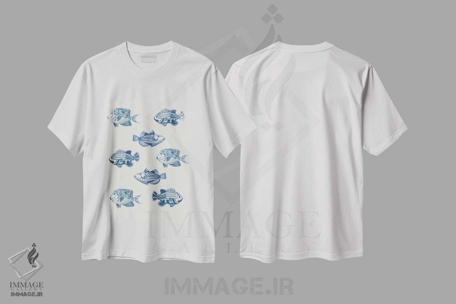 تیشرت طرح دار ماهی های نیلی، دکور معاصر اثر ایمی ویلسون | immage.ir