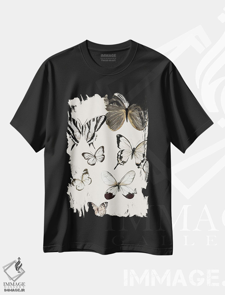 تیشرت طرح دار پروانه ها در پرواز I، تزئینی اثر ایمی ویلسون | immage.ir