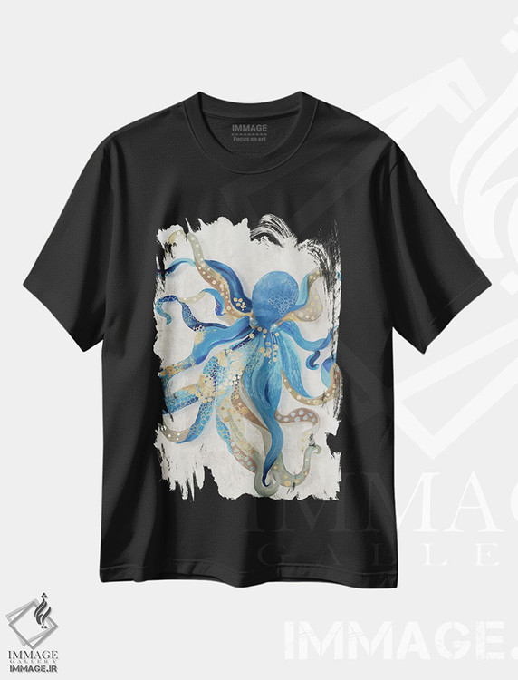 تیشرت طرح دار هشت پای آبی، دکور ساحلی اثر ایمی ویلسون | immage.ir