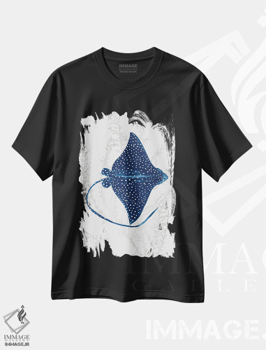 تیشرت طرح دار رِی ماهی آبی I، دکور ساحلی اثر ایمی ویلسون | فروشگاه ایماژ