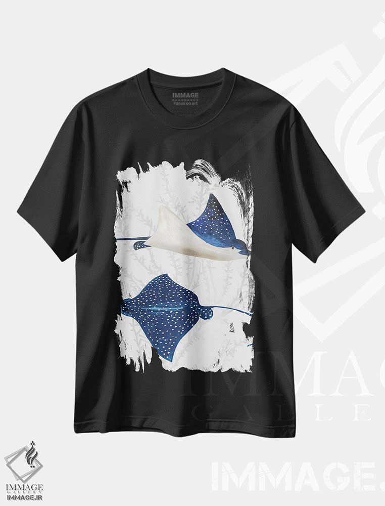 تیشرت طرح دار رِی ماهی آبی II، دکور ساحلی اثر ایمی ویلسون | immage.ir