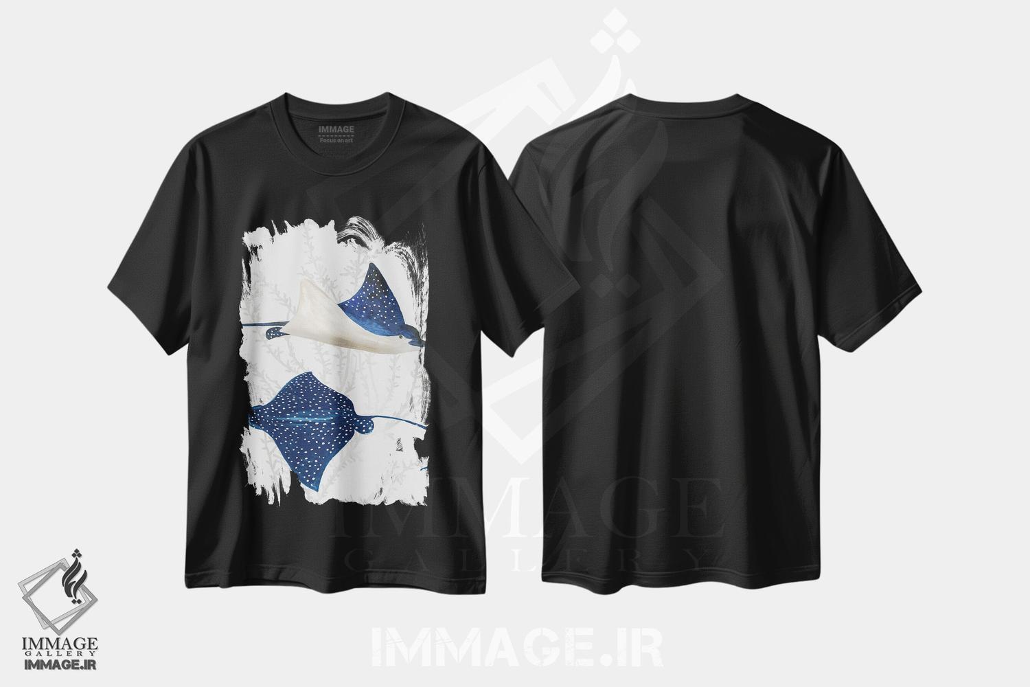 تیشرت طرح دار رِی ماهی آبی II، دکور ساحلی اثر ایمی ویلسون | immage.ir