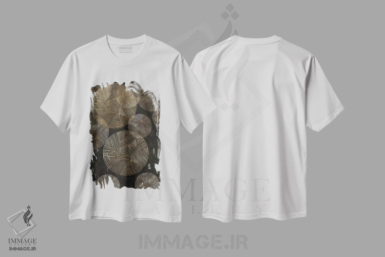 تیشرت طرح دار دایره های طلایی، آبستره اثر ایمی ویلسون | فروشگاه ایماژ