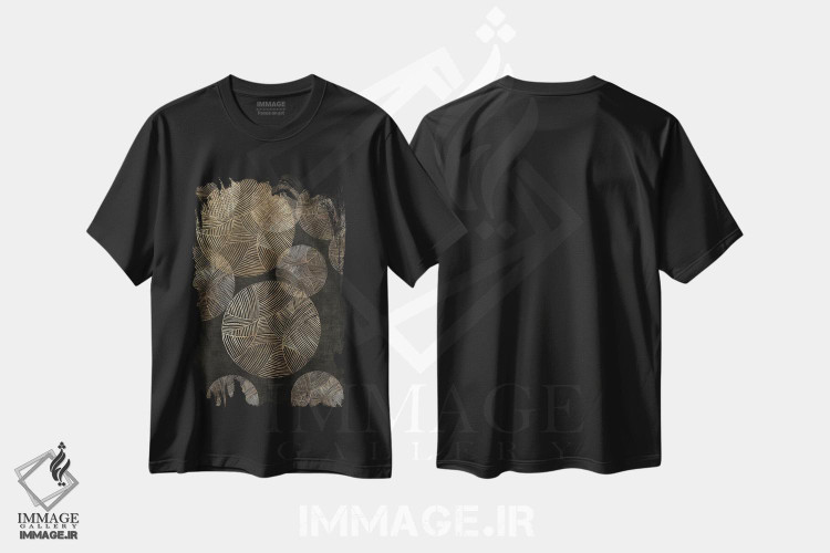تیشرت طرح دار دایره های طلایی، آبستره اثر ایمی ویلسون | immage.ir