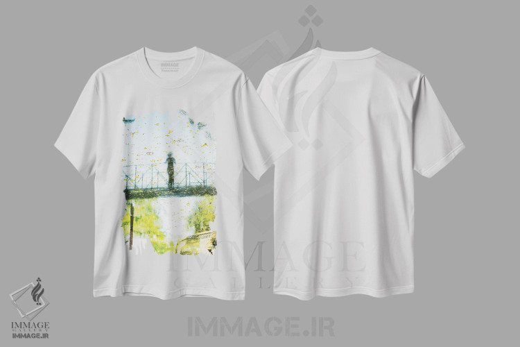 تیشرت طرح دار دختر روی پل، مدیوم اثر اندرو لِوِر | immage.ir