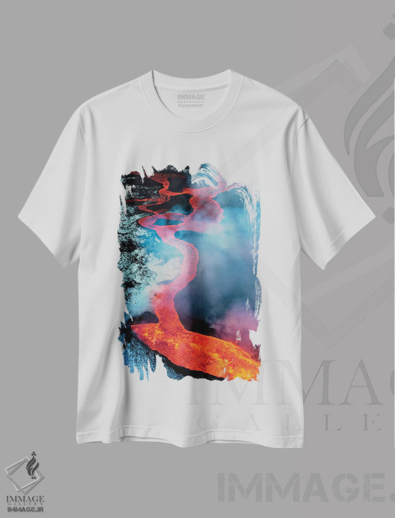 تیشرت طرح دار Iceland,فوران آتشفشان بارداربونگا ۲۰۱۴، ایسلند، مدیوم اثر آرت وولف | immage.ir