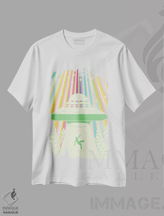 تیشرت طرح دار ربوده شدن توسط بیگانگان، تزئینی اثر اروویند پرینتس | فروشگاه ایماژ