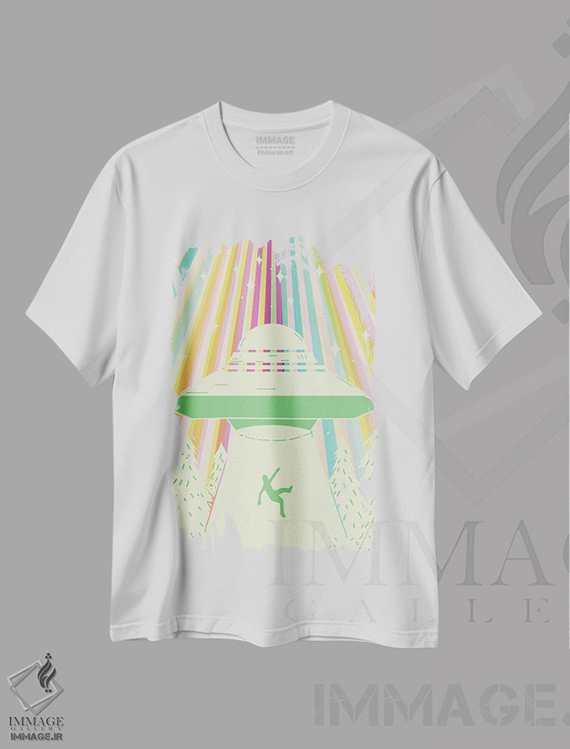 تیشرت طرح دار ربوده شدن توسط بیگانگان، تزئینی اثر اروویند پرینتس | فروشگاه ایماژ