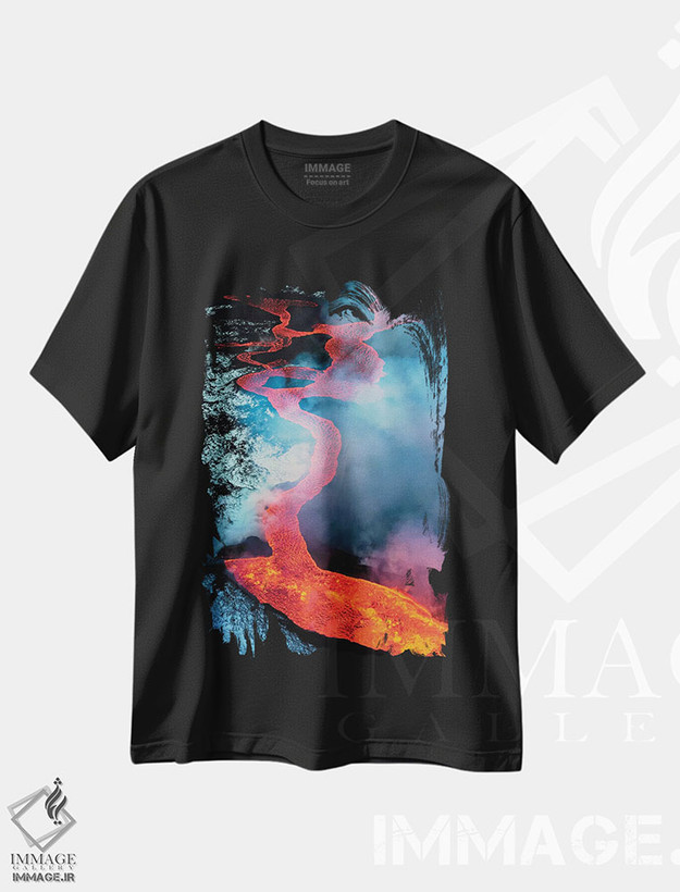 تیشرت طرح دار Iceland,فوران آتشفشان بارداربونگا ۲۰۱۴، ایسلند، مدیوم اثر آرت وولف | فروشگاه ایماژ