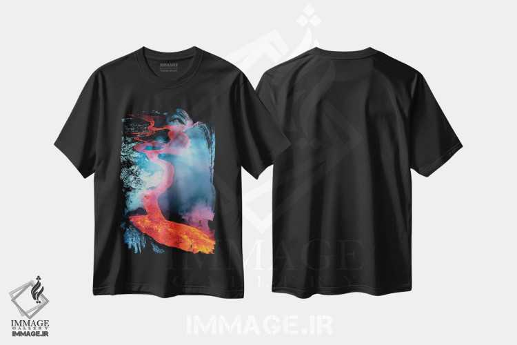 تیشرت طرح دار Iceland,فوران آتشفشان بارداربونگا ۲۰۱۴، ایسلند، مدیوم اثر آرت وولف | فروشگاه ایماژ