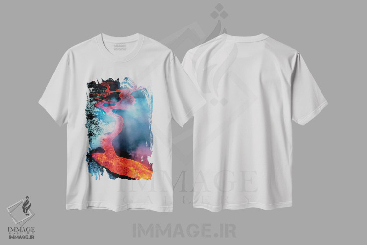 تیشرت طرح دار Iceland,فوران آتشفشان بارداربونگا ۲۰۱۴، ایسلند، مدیوم اثر آرت وولف | immage.ir