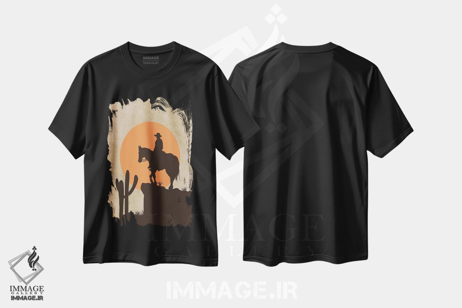 تیشرت طرح دار خورشید کابویی، تزئینی اثر اروویند پرینتس | فروشگاه ایماژ