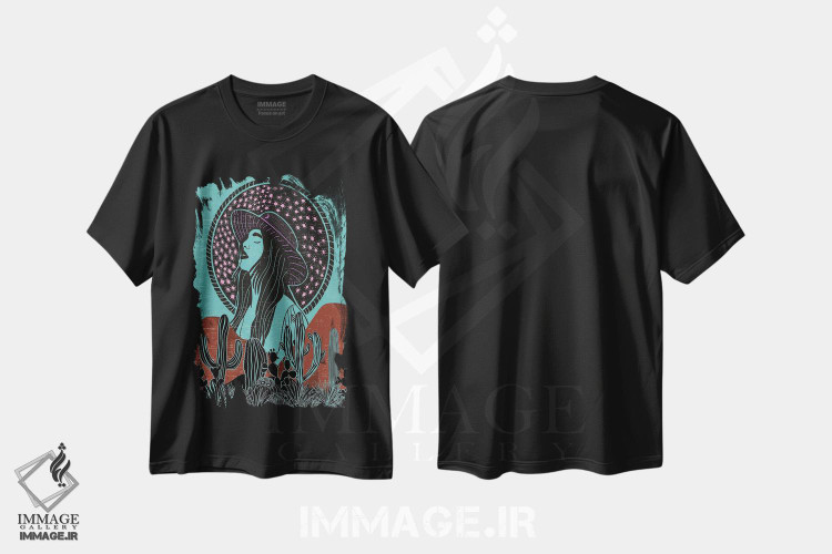 تیشرت طرح دار زن صحرا، هنر دیجیتال اثر اروویند پرینتس | immage.ir