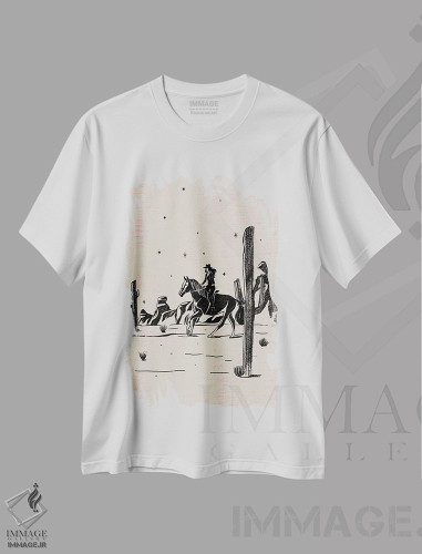 تیشرت طرح دار کابوی دختر تنها، تزئینی اثر اروویند پرینتس | فروشگاه ایماژ