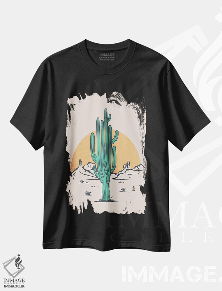 تیشرت طرح دار کاکتوس تنها، تزئینی اثر اروویند پرینتس | فروشگاه ایماژ