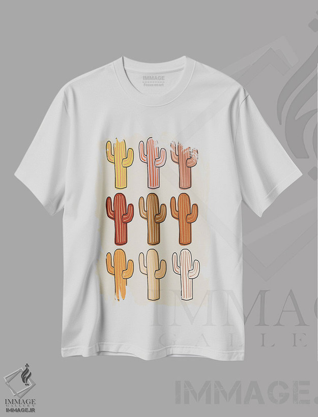 تیشرت طرح دار کاکتوس های متنوع، تزئینی اثر اروویند پرینتس | فروشگاه ایماژ