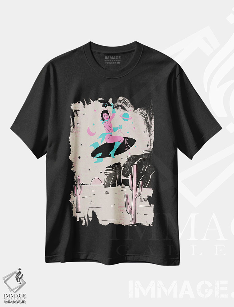تیشرت طرح دار کابوی دختر فضایی، تزئینی اثر اروویند پرینتس | immage.ir