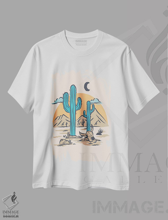 تیشرت طرح دار کاکتوس های فیروزه ای، تزئینی اثر اروویند پرینتس | immage.ir