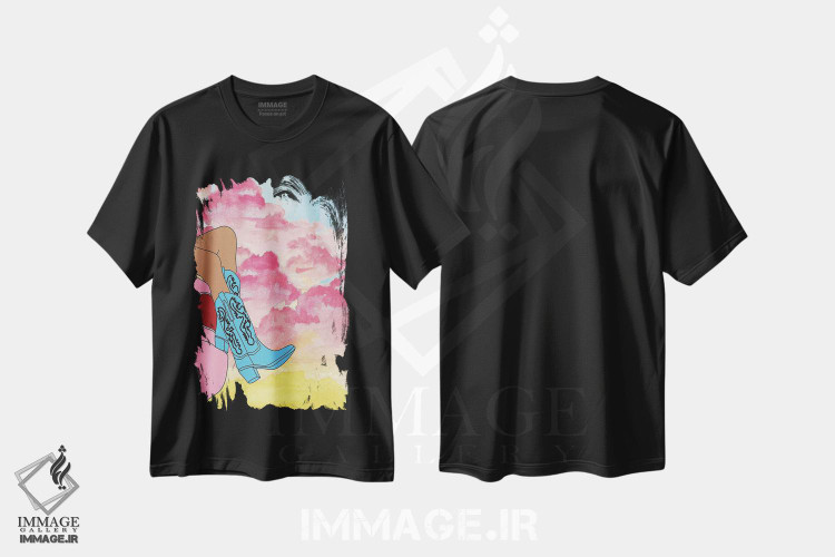 تیشرت طرح دار چکمه های غروب، هنر دیجیتال اثر اروویند پرینتس | immage.ir