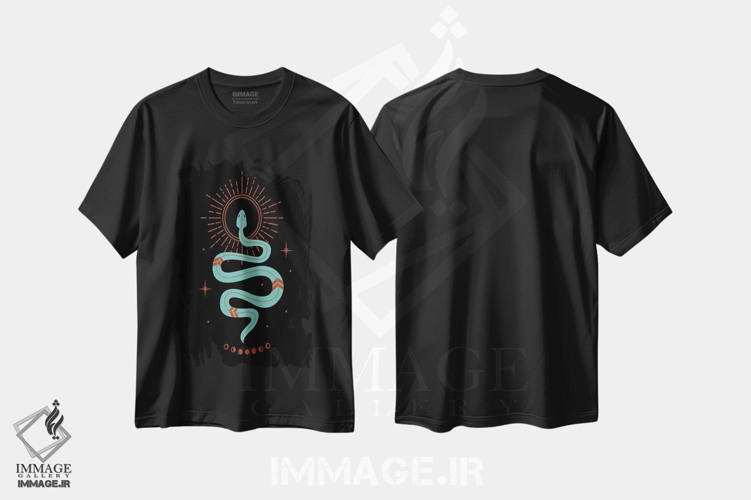 تیشرت طرح دار مار فیروزه ای، تزئینی اثر اروویند پرینتس | immage.ir