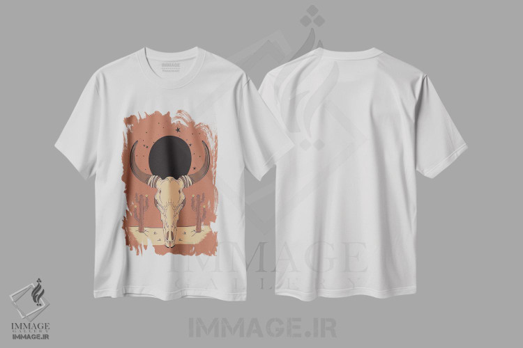 تیشرت طرح دار جمجمه گاو، تزئینی اثر اروویند پرینتس | فروشگاه ایماژ