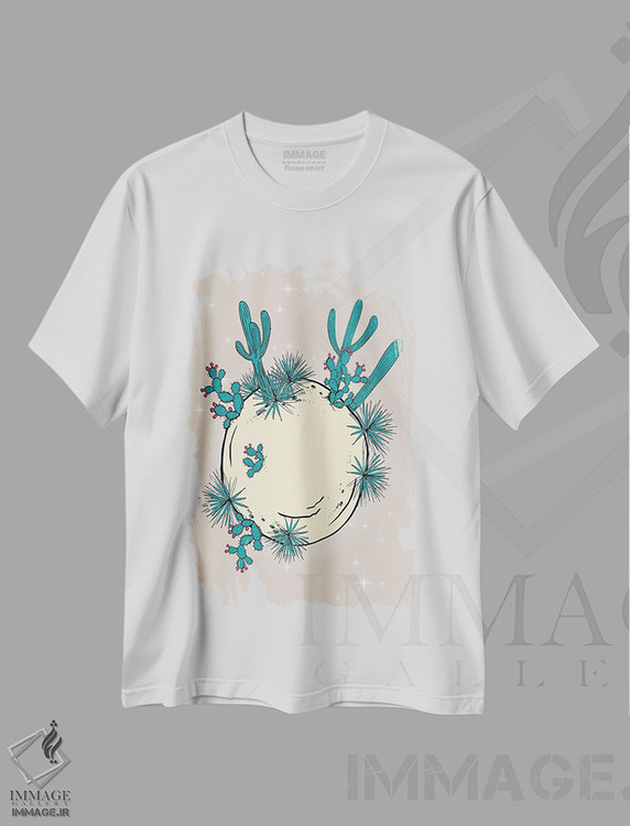 تیشرت طرح دار ماه کاکتوس، تزئینی اثر اروویند پرینتس | فروشگاه ایماژ