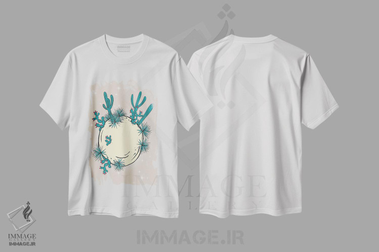تیشرت طرح دار ماه کاکتوس، تزئینی اثر اروویند پرینتس | فروشگاه ایماژ