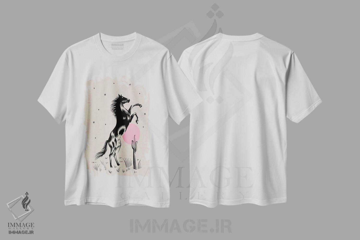 تیشرت طرح دار اسب وحشی، تزئینی اثر اروویند پرینتس | immage.ir