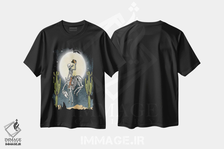 تیشرت طرح دار اسکلت کابویی، هنر دیجیتال اثر اروویند پرینتس | فروشگاه ایماژ